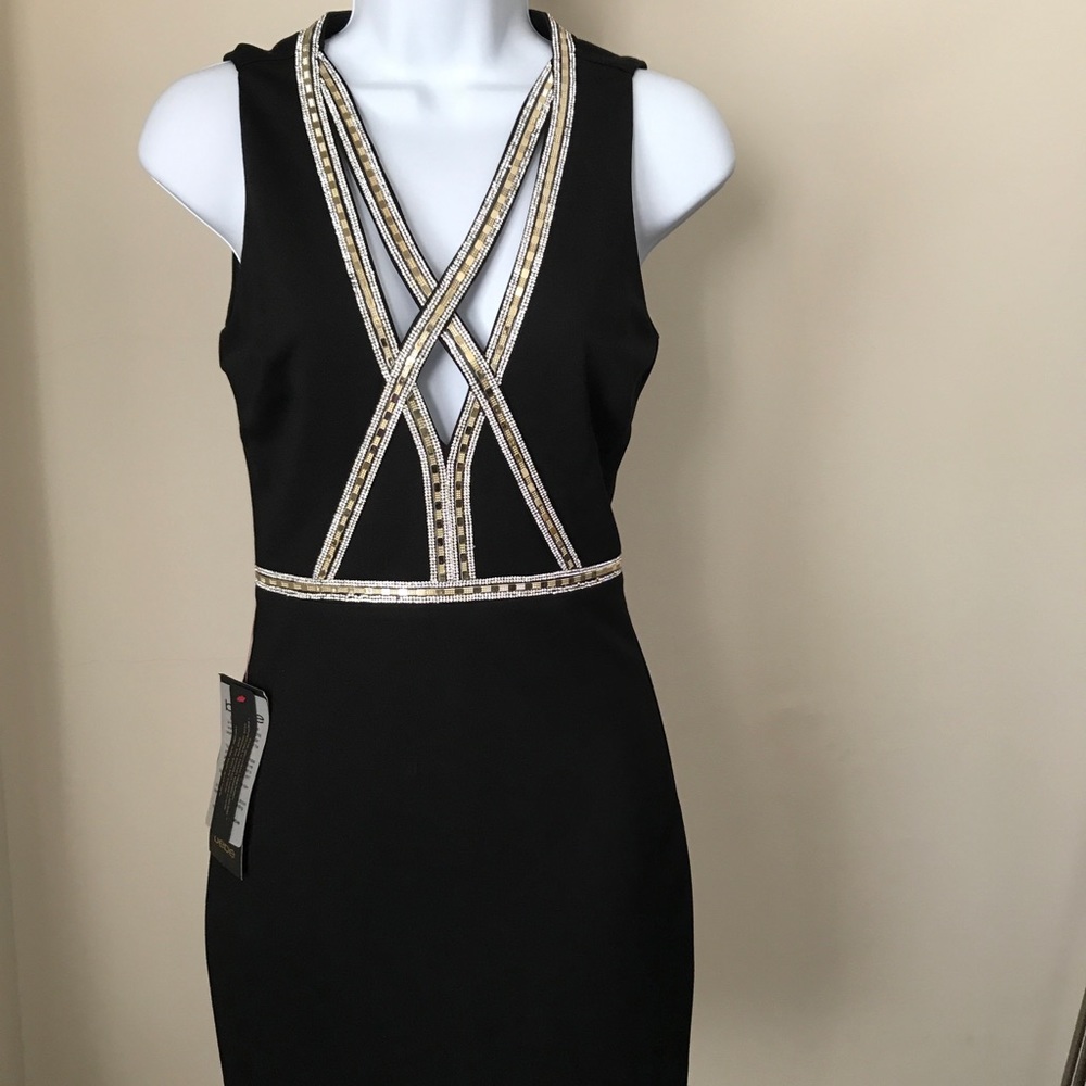 NWT Bebe black beaded mini dress, XS